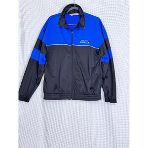 Vintage‎ Perry Ellis America Active Track Jacket Full Zip Blue Black Mens